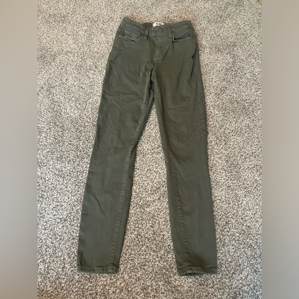 Paige Olive Green Hoxton‎ Ankle Skinny Jeans Size 26